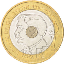 France, Pierre de Coubertin, 20 Francs, 1994, SUP+, Tri-Metallic, KM:1036