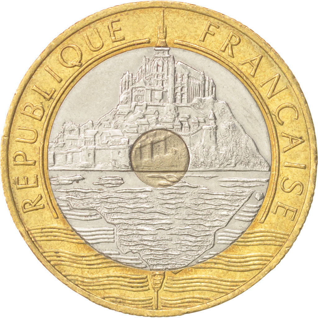 France, Mont Saint Michel, 20 Francs, 1992, SUP+, Tri-Metallic, KM:1008.1