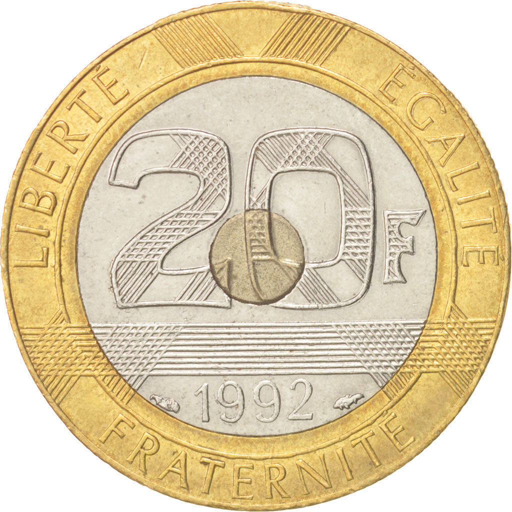 France, Mont Saint Michel, 20 Francs, 1992, SUP+, Tri-Metallic, KM:1008.1