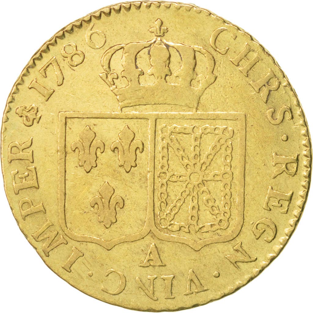 France, Louis XVI, Louis d'or à la tête nue, 1786, Paris, VF(30-35), Gadoury:361