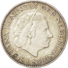 Netherlands, Juliana, Gulden, 1956, AU(55-58), Silver, KM:184