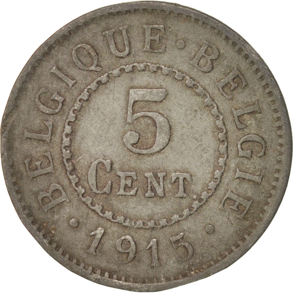 Belgium, 5 Centimes, 1915, AU(50-53), Zinc, KM:80
