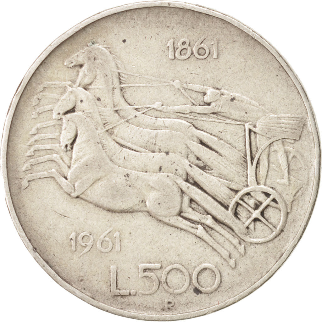 Italy, 500 Lire, 1961, Rome, VF(30-35), Silver, KM:99