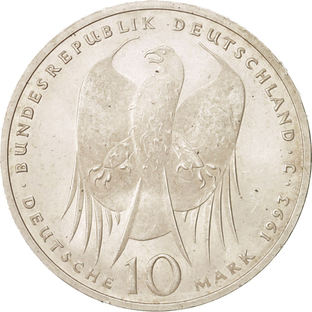 Coin, GERMANY - FEDERAL REPUBLIC, 10 Mark, 1993, Hamburg, Germany, AU(55-58)