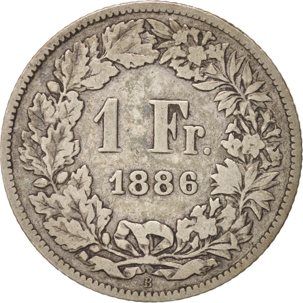 Switzerland, Franc, 1886, Bern, F(12-15), Silver, KM:24