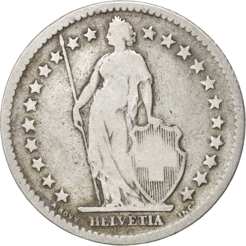 Switzerland, 2 Francs, 1874, Bern, VF(20-25), Silver, KM:21