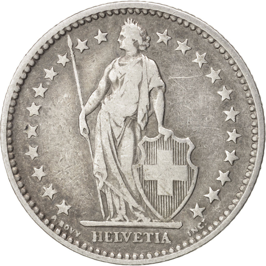 Switzerland, 2 Francs, 1886, Bern, VF(30-35), Silver, KM:21