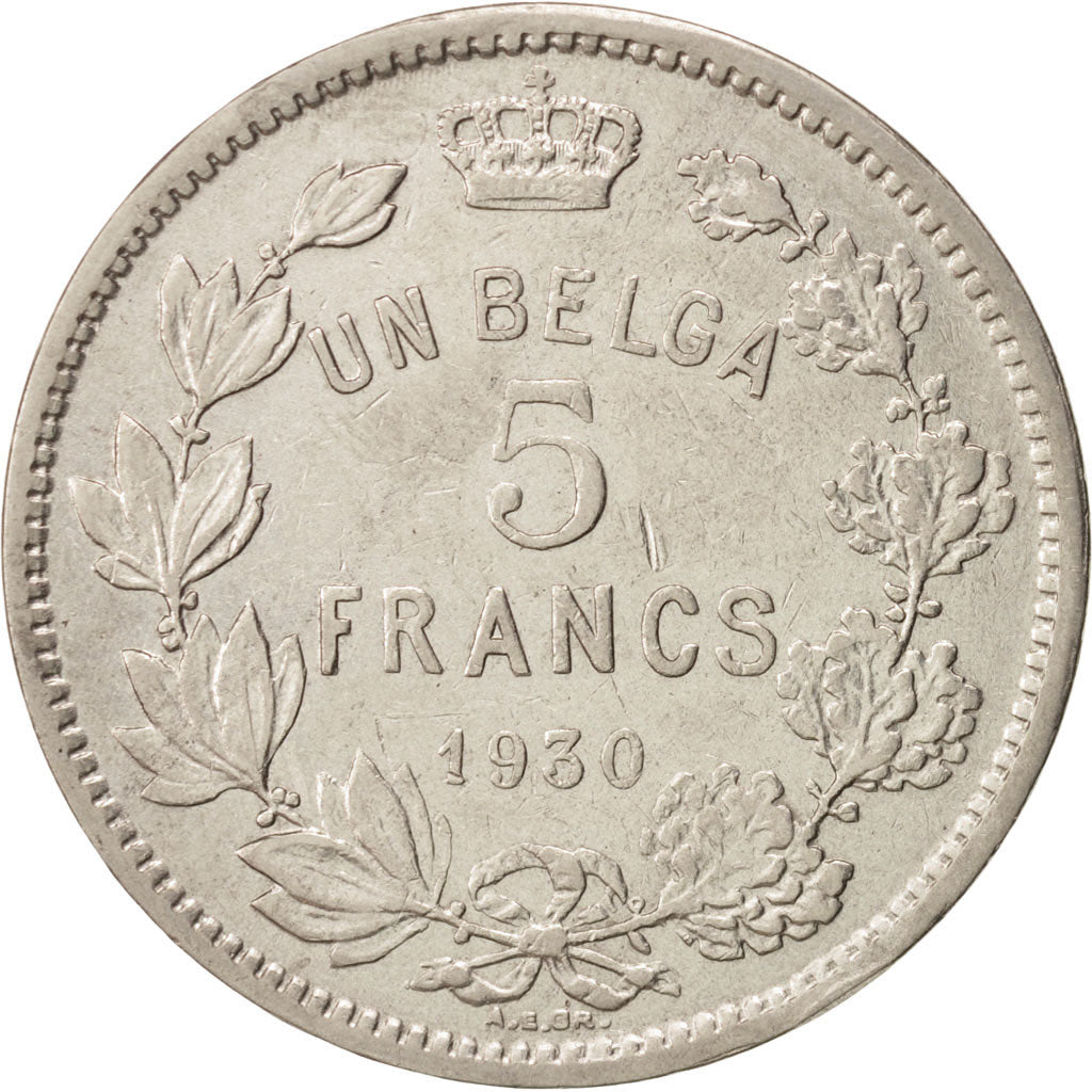 Coin, Belgium, 5 Francs, 5 Frank, 1930, AU(50-53), Nickel, KM:97.1