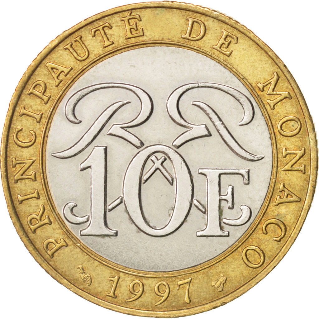 Monaco, Rainier III, 10 Francs, 1997, MS(64), Bi-Metallic, KM:163