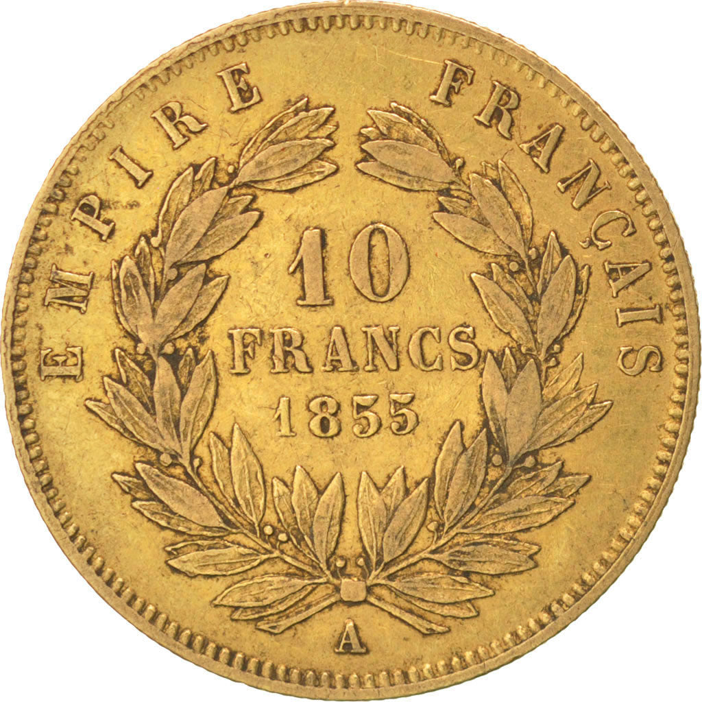 France, Napoleon III, 10 Francs, 1855, Paris, TTB, Gold, KM:784.3, Gadoury:1014
