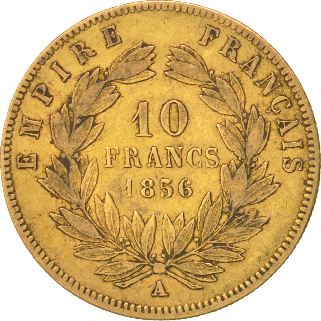 France, Napoleon III, 10 Francs, 1856, Paris, VF(30-35), Gold, Gadoury:1014