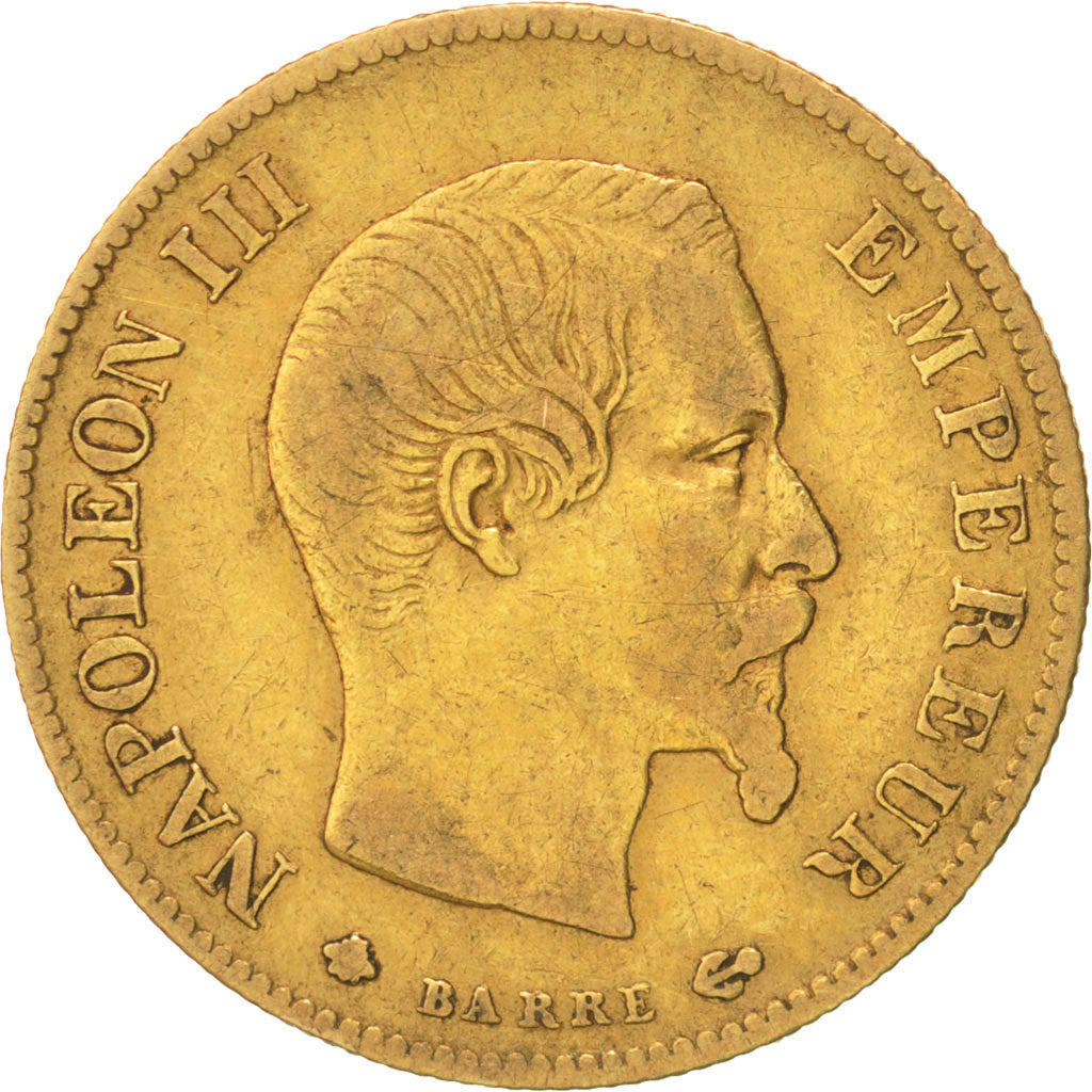 Frankreich, Napoleon III, 10 Francs, 1859, Strasbourg, VF(30-35), Gold, KM:784.4