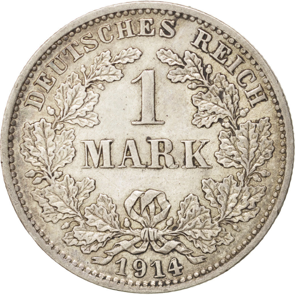 Coin, GERMANY - EMPIRE, Wilhelm II, Mark, 1914, Munich, AU(55-58), Silver, KM:14