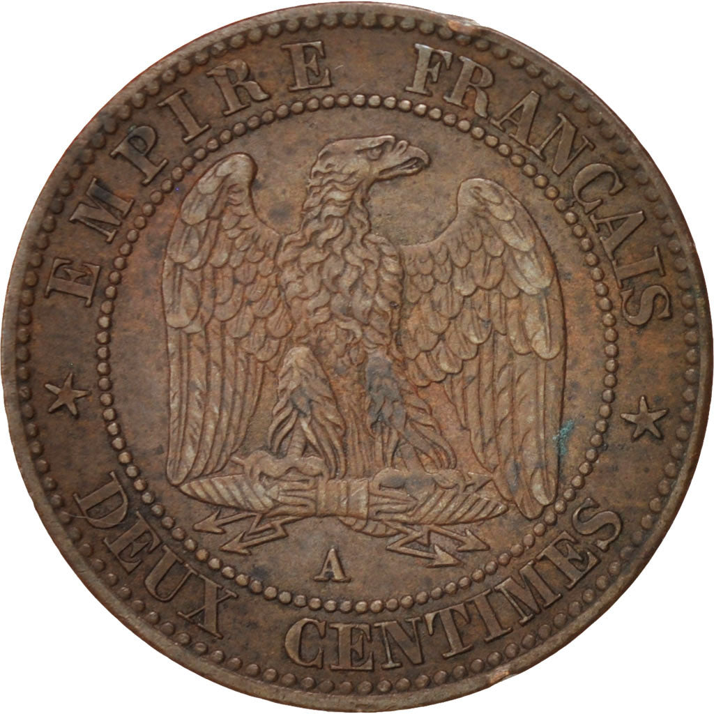France, Napoleon III, 2 Centimes, 1855, Paris, EF(40-45), Bronze, Gadoury 103