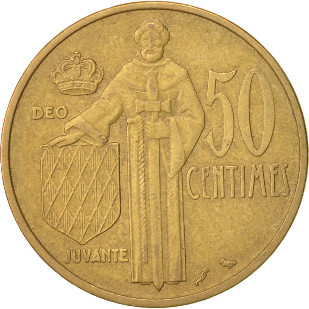 Monaco, Rainier III, 50 Centimes, 1962, EF(40-45), Aluminum-Bronze, KM:144