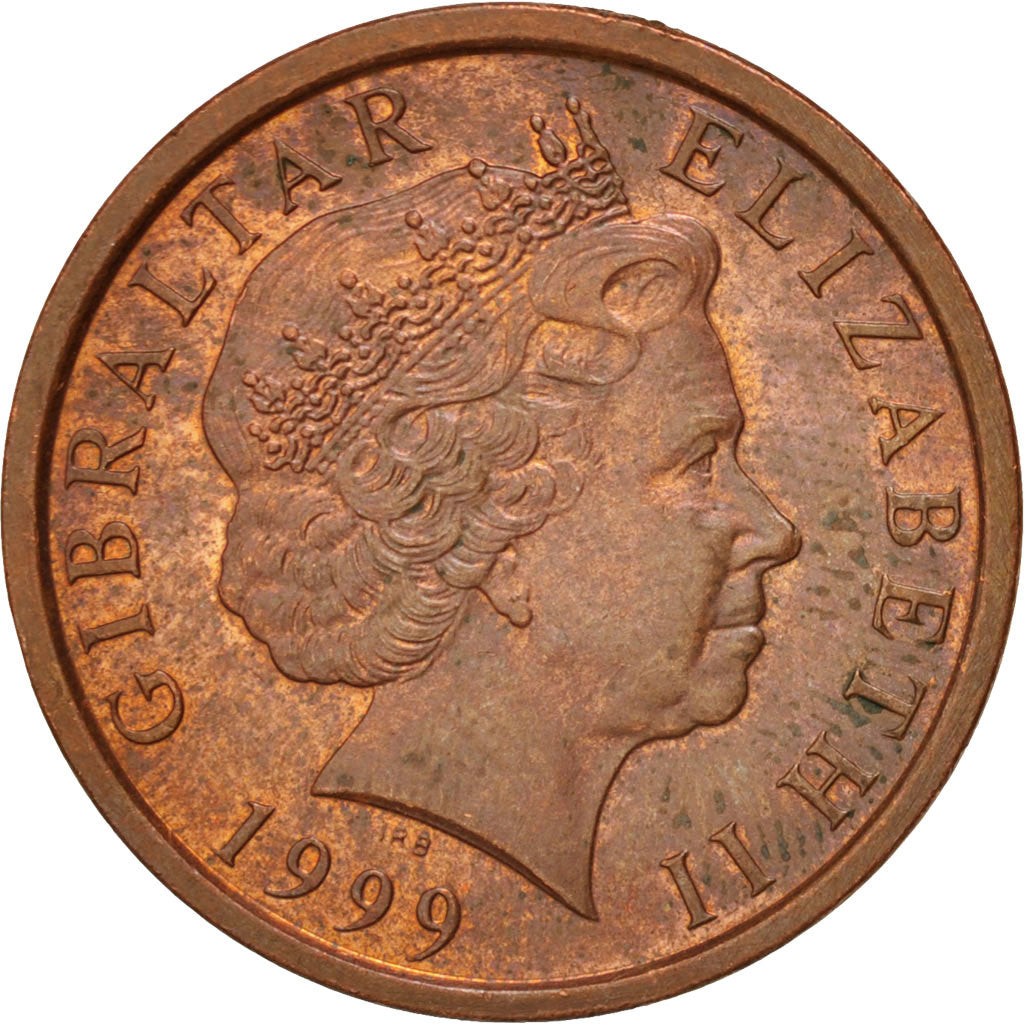 Gibraltar, Elizabeth II, 2 Pence, 1999, MS(60-62), Copper Plated Steel, KM:774