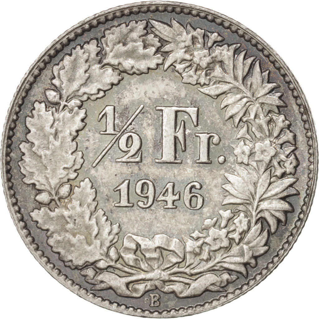 Svizzera, 1/2 Franc, 1946, Bern, SPL, Argento, KM:23