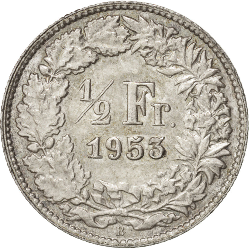 Coin, Switzerland, 1/2 Franc, 1956, Bern, AU(55-58), Silver, KM:23