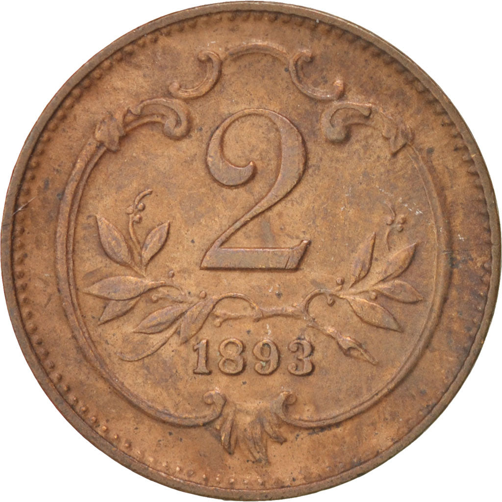 Moneta, Austria, Franz Joseph I, 2 Heller, 1893, BB, Bronzo, KM:2801