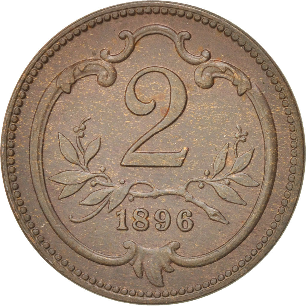 Austria, Franz Joseph I, 2 Heller, 1896, AU(55-58), Bronze, KM:2801