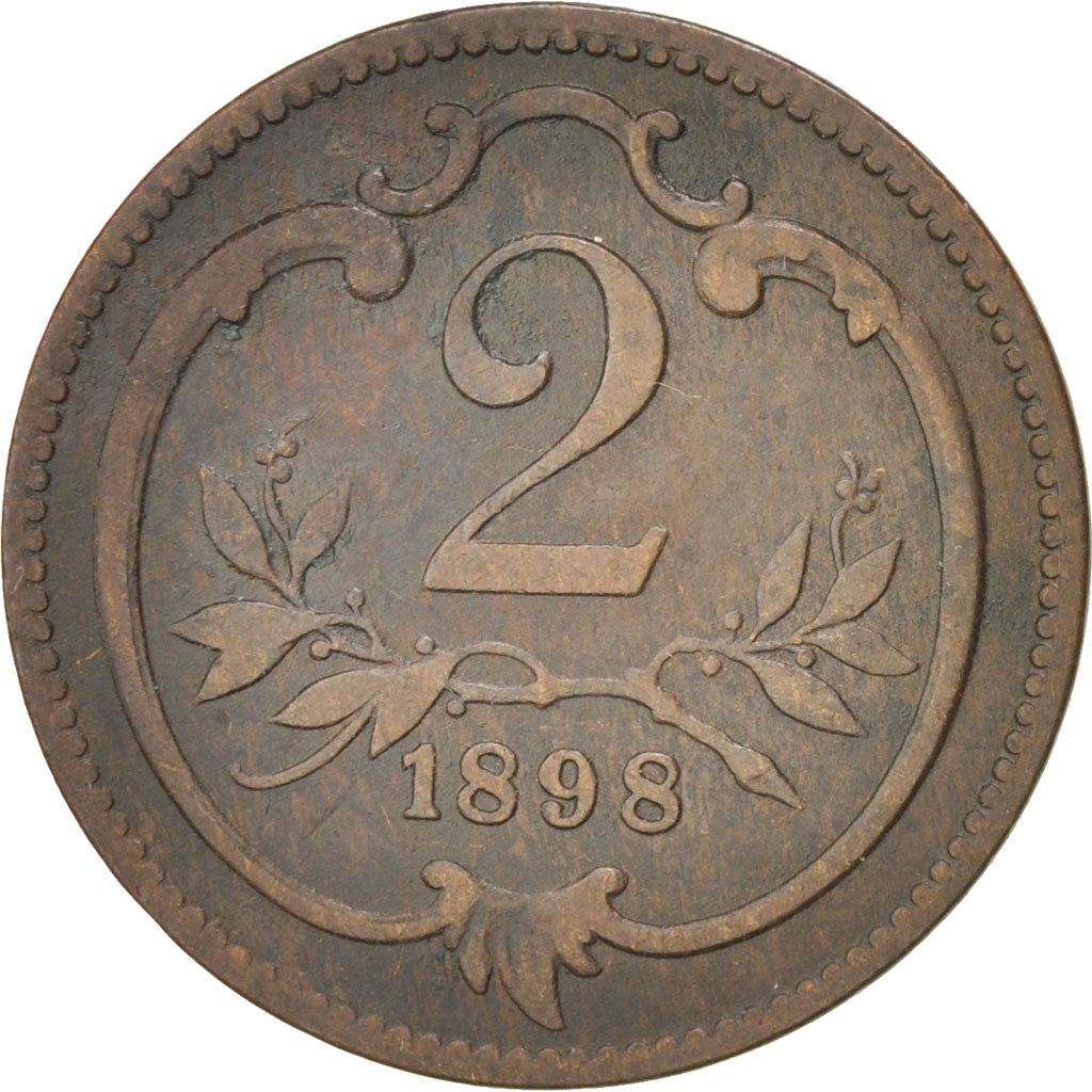 Austria, Franz Joseph I, 2 Heller, 1898, VF(30-35), Bronze, KM:2801