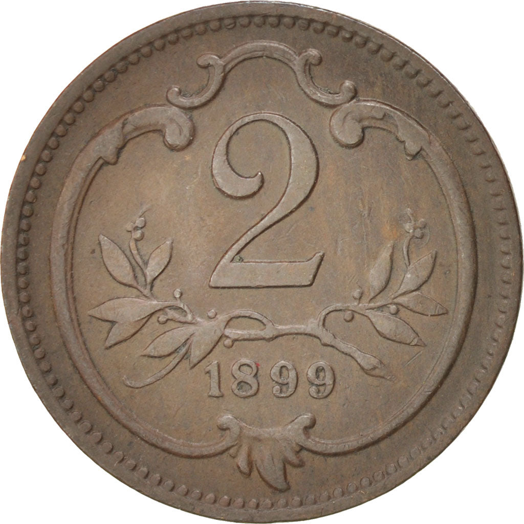 Moneta, Austria, Franz Joseph I, 2 Heller, 1899, BB+, Bronzo, KM:2801