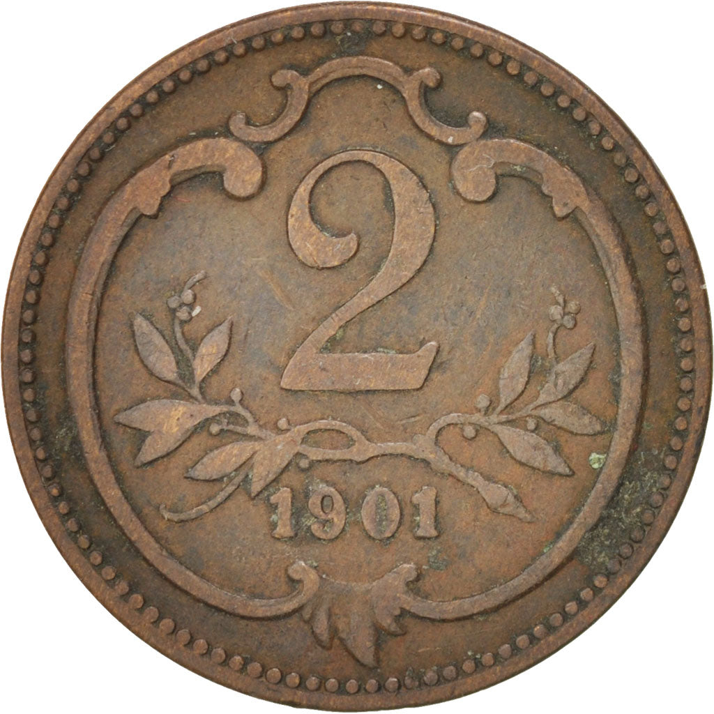 Austria, Franz Joseph I, 2 Heller, 1901, EF(40-45), Bronze, KM:2801