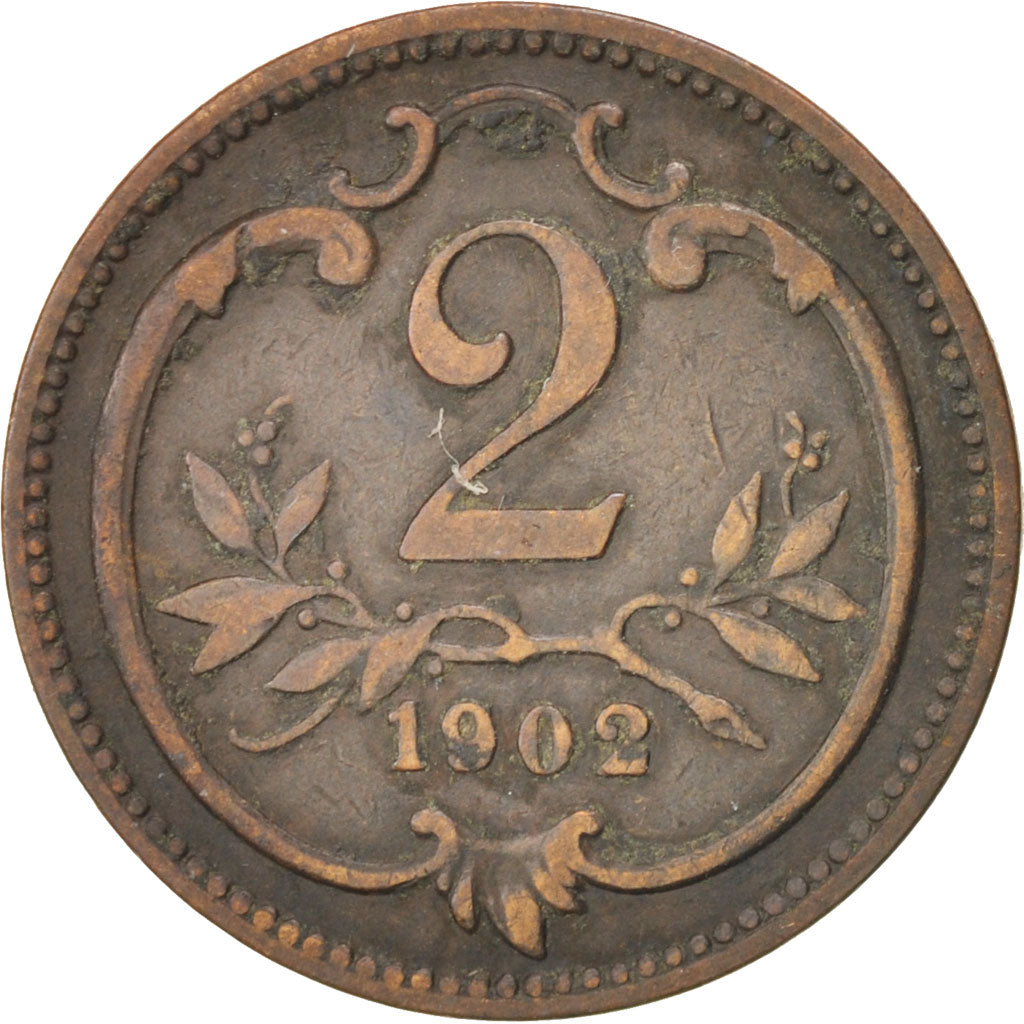 Austria, Franz Joseph I, 2 Heller, 1902, EF(40-45), Bronze, KM:2801