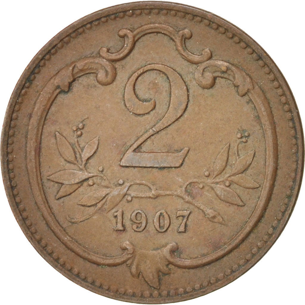 Coin, Austria, Franz Joseph I, 2 Heller, 1907, AU(55-58), Bronze, KM:2801