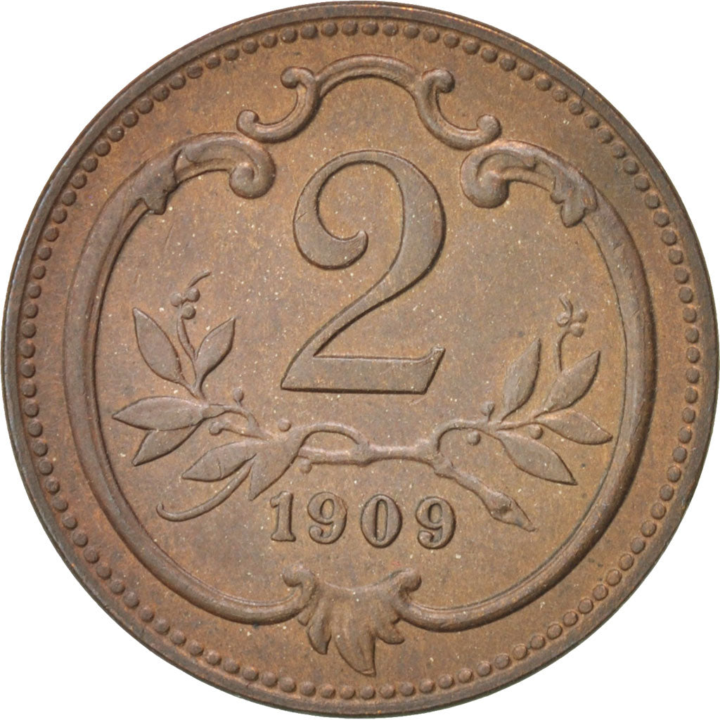 Coin, Austria, Franz Joseph I, 2 Heller, 1908, MS(60-62), Bronze, KM:2801