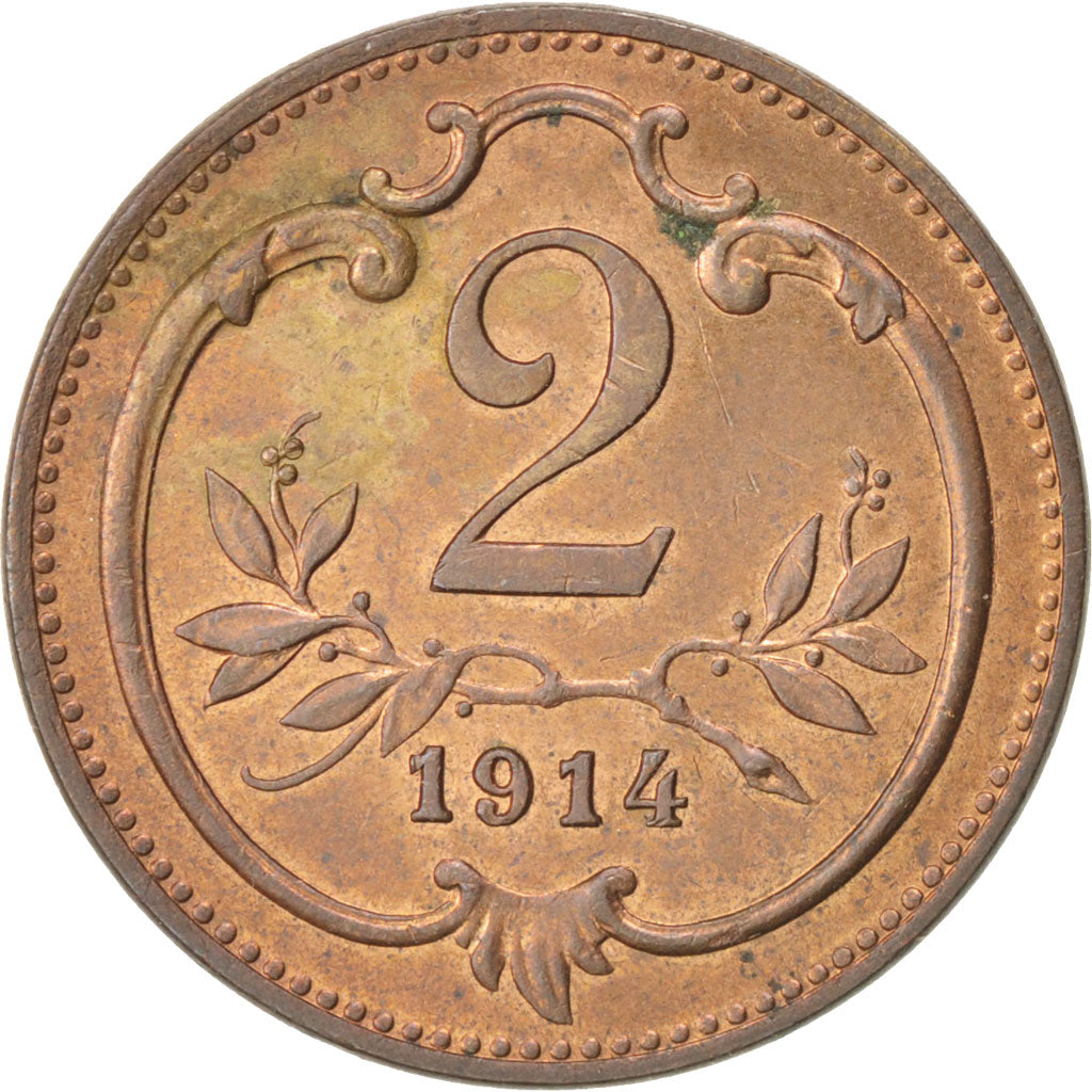 Austria, Franz Joseph I, 2 Heller, 1914, MS(64), Bronze, KM:2801