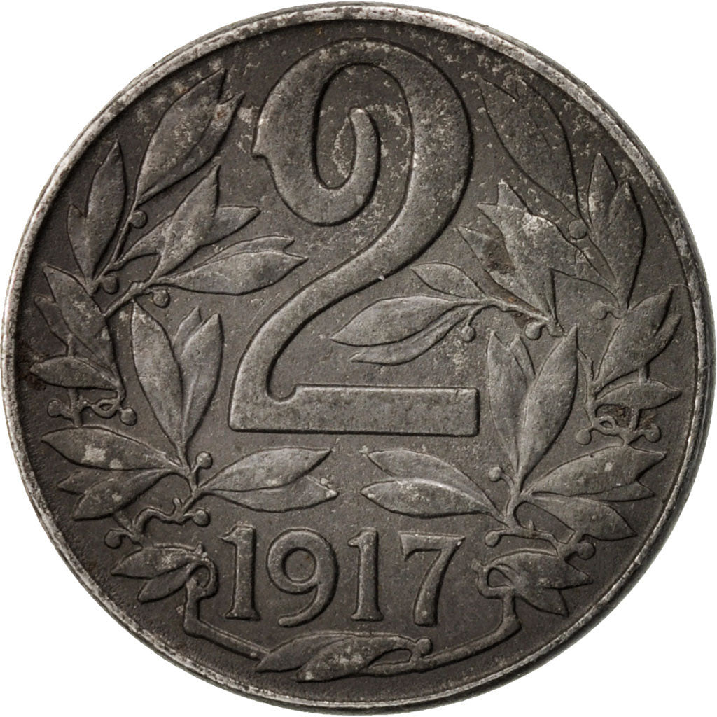 Austria, Karl I, 2 Heller, 1917, AU(50-53), Iron, KM:2824