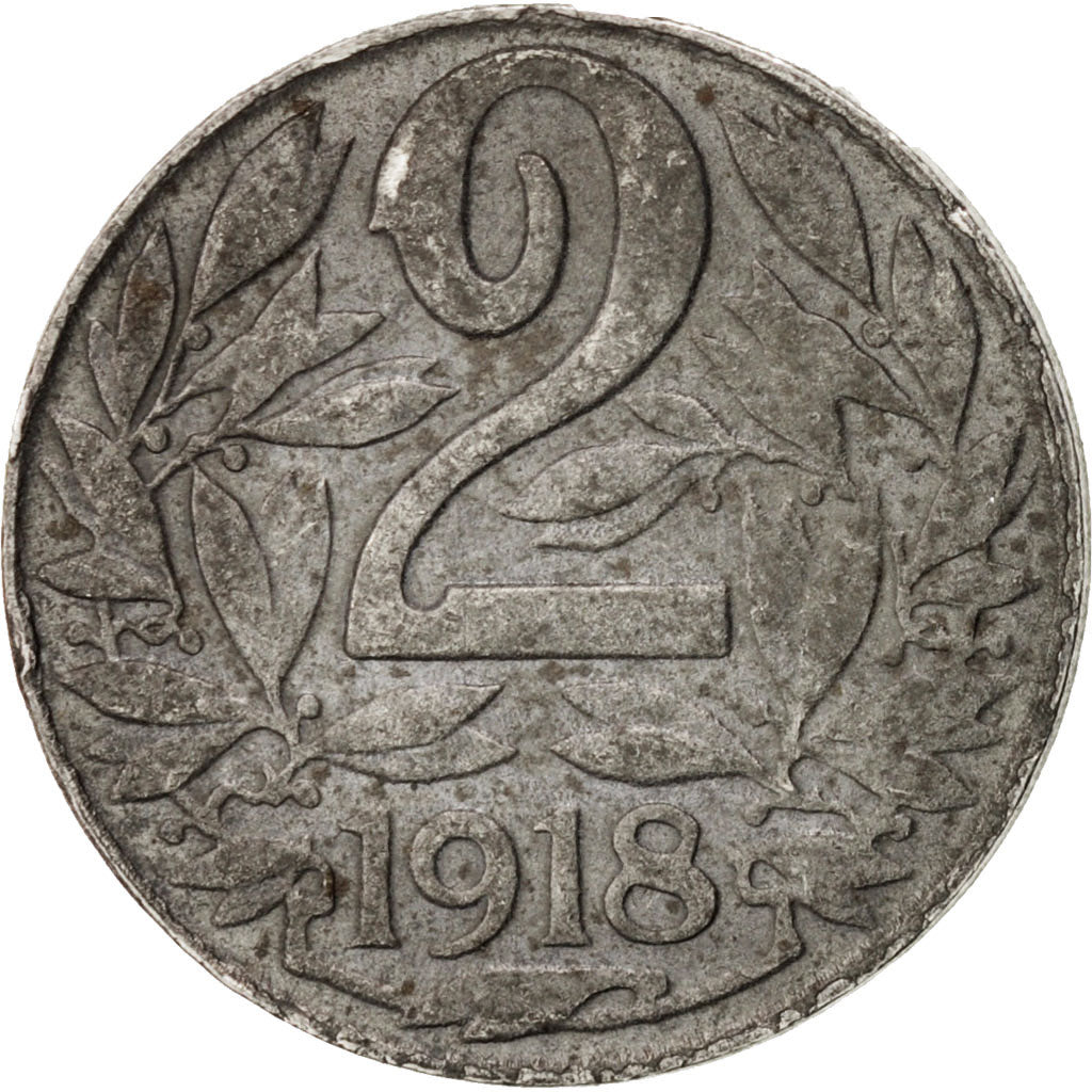 Moneda, Austria, Karl I, 2 Heller, 1918, MBC, Hierro, KM:2824