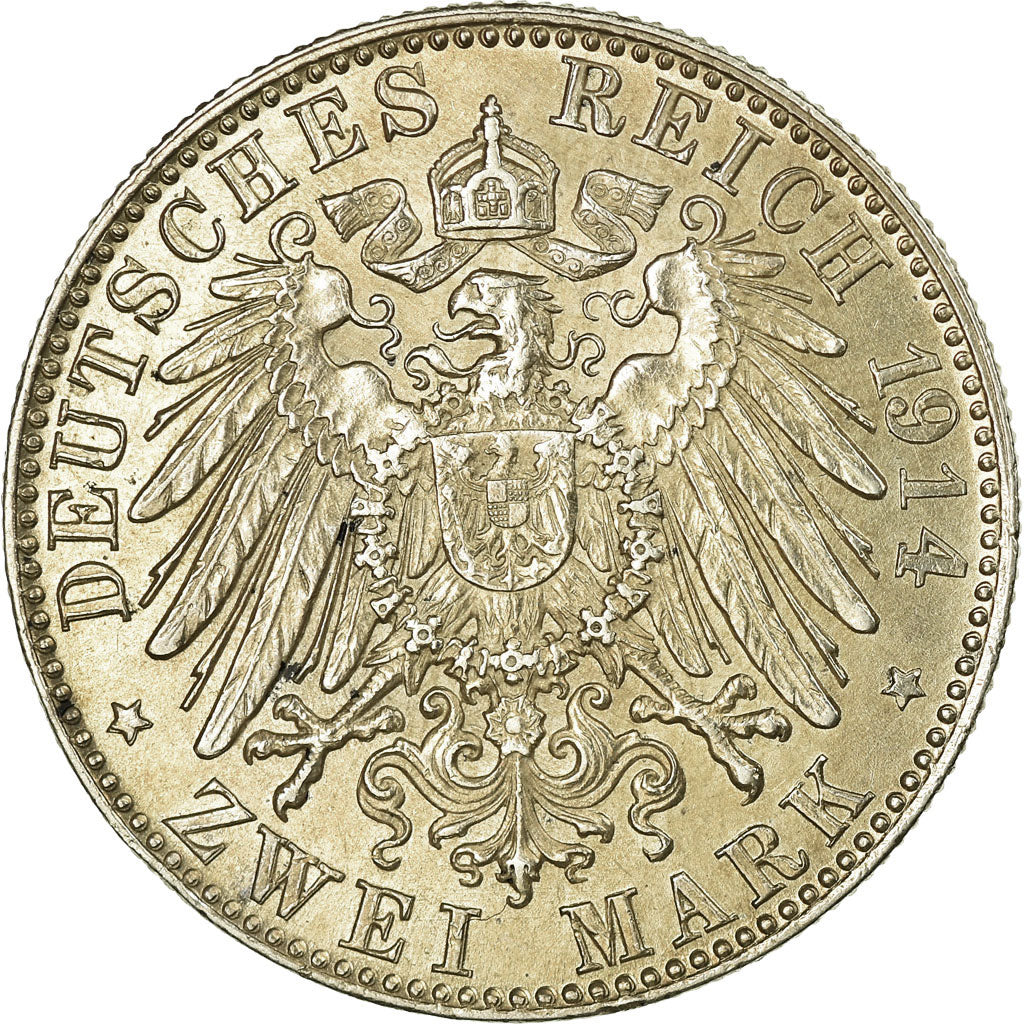 Coin, German States, BAVARIA, Ludwig III, 2 Mark, 1914, Munich, AU(50-53)