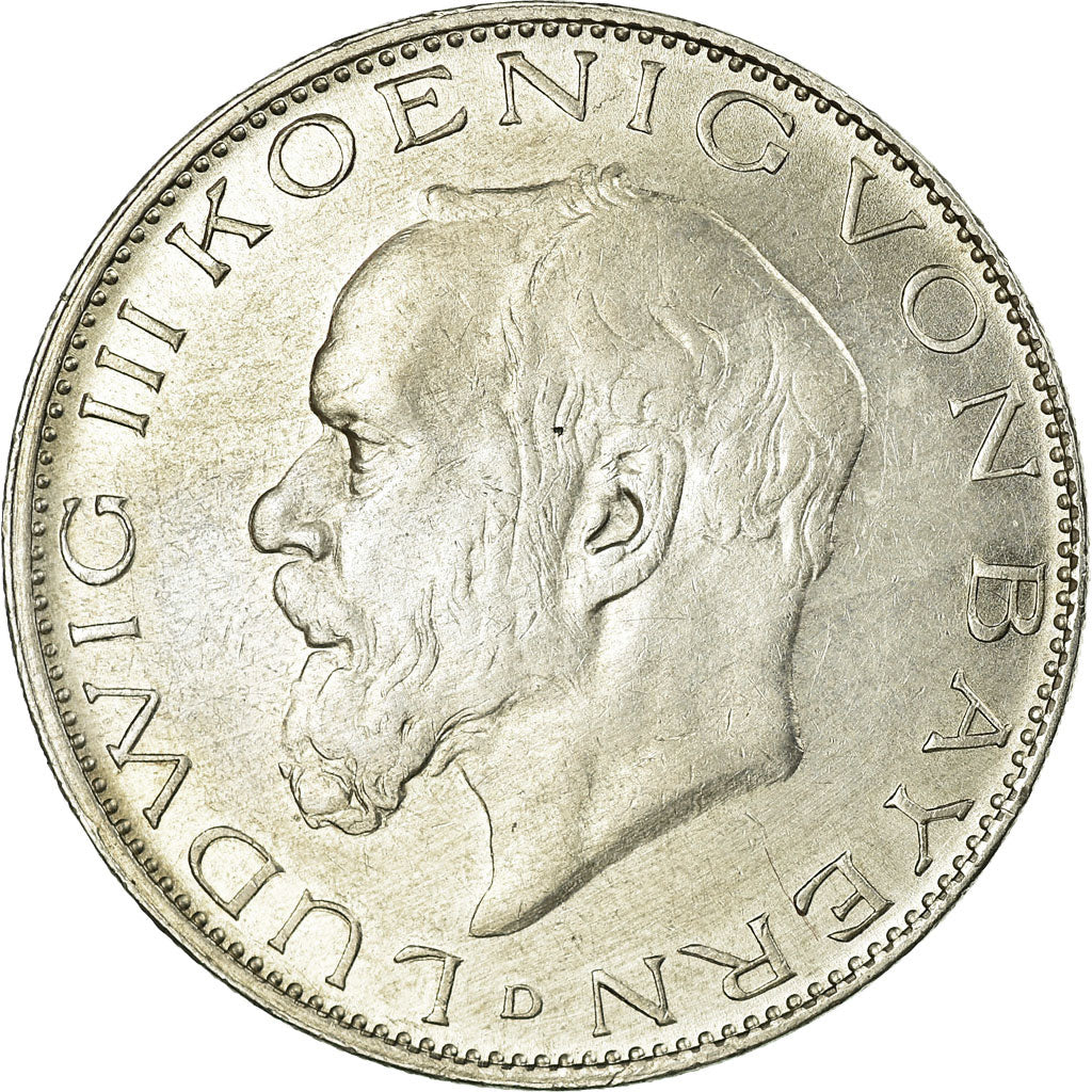 Coin, German States, BAVARIA, Ludwig III, 2 Mark, 1914, Munich, AU(50-53)
