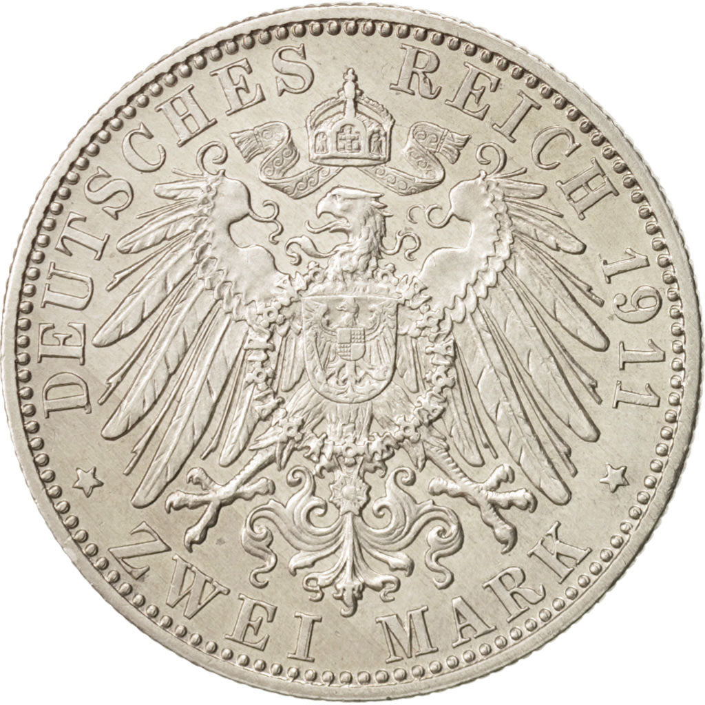 German States, BAVARIA, Otto, 2 Mark, 1911, Munich, AU(55-58), Silver, KM:997