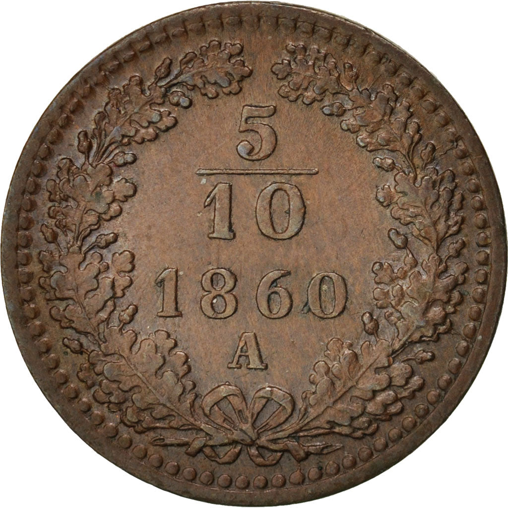 Moneta, Austria, Franz Joseph I, 5/10 Kreuzer, 1860, Vienna, AU(55-58), Miedź