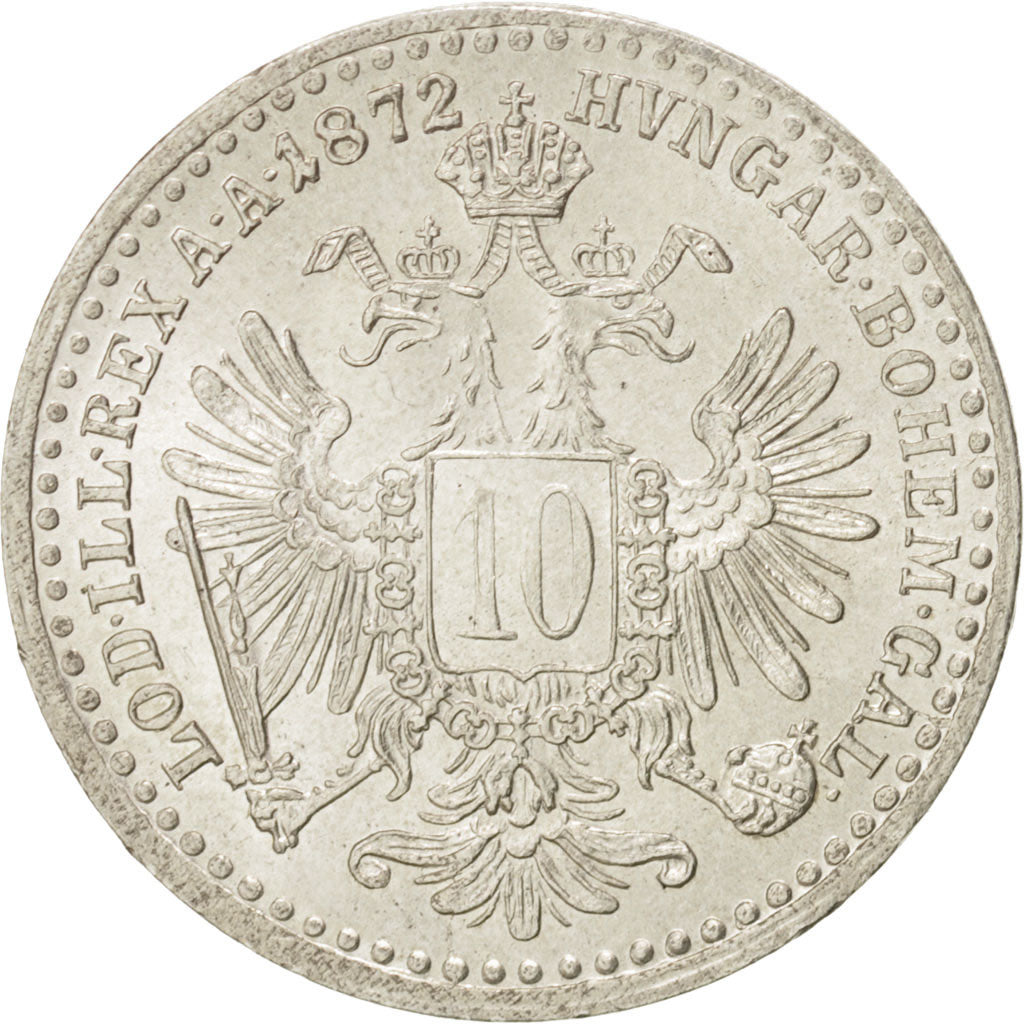 Autriche, Franz Joseph I, 10 Kreuzer, 1872, Vienna, SPL+, Silver, KM:2206