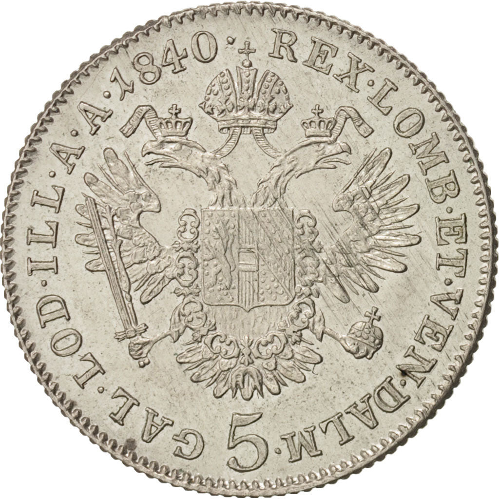 Coin, Austria, Ferdinand I, 5 Kreuzer, 1840, Prague, MS(60-62), Silver, KM:2196