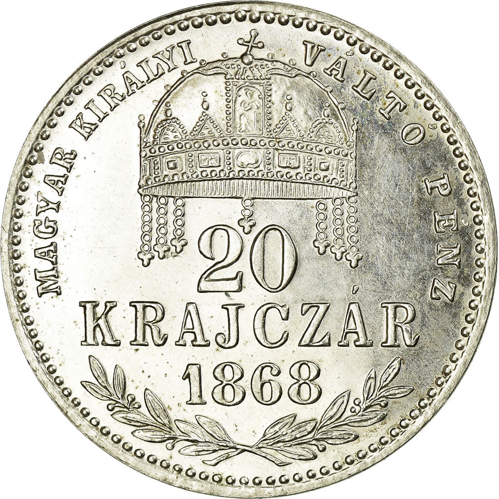 Coin, Hungary, Franz Joseph I, 20 Krajczar, 1868, Kremnitz, MS(63), Silver