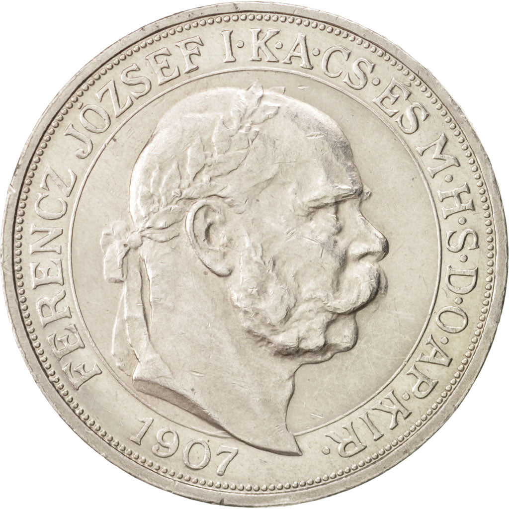 Hungary, Franz Joseph I, 5 Korona, 1907, Kormoczbanya, AU(55-58), Silver, KM:488