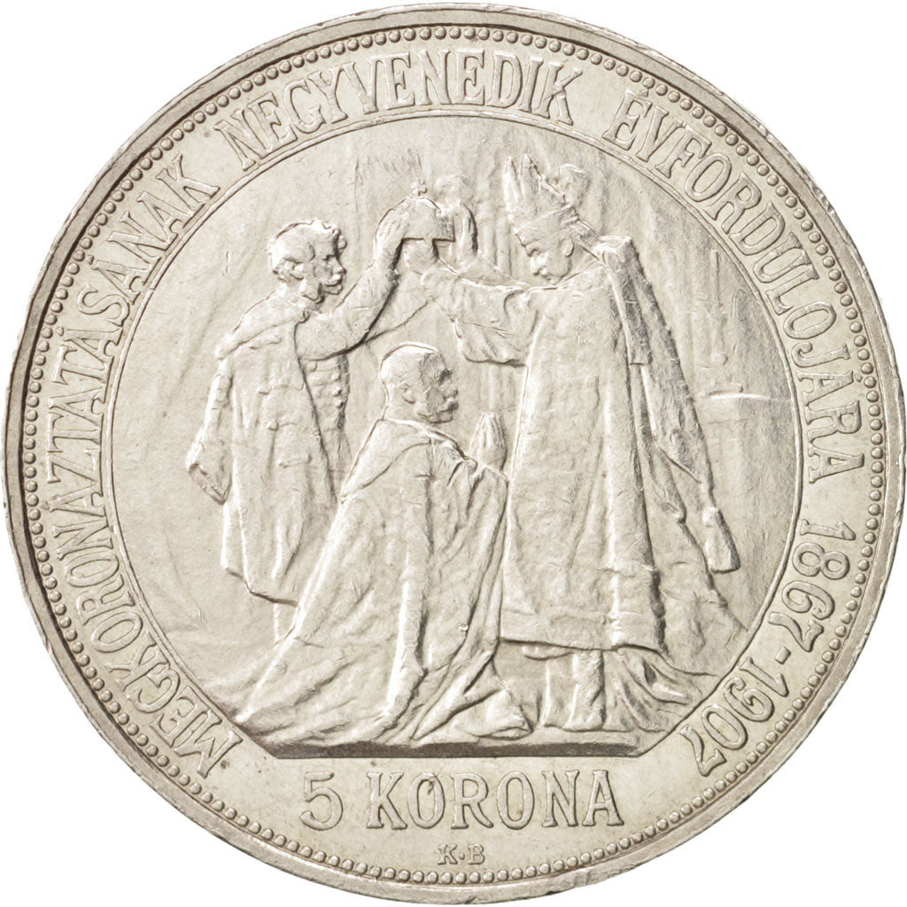 Hungary, Franz Joseph I, 5 Korona, 1907, Kormoczbanya, AU(55-58), Silver, KM:488