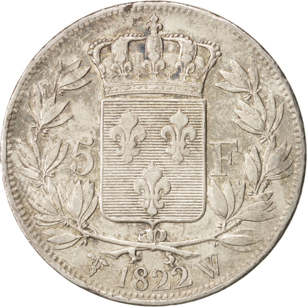 France, Louis XVIII, 5 Francs, 1822, Lille, TTB, Silver, KM:711.13, Gadoury:614