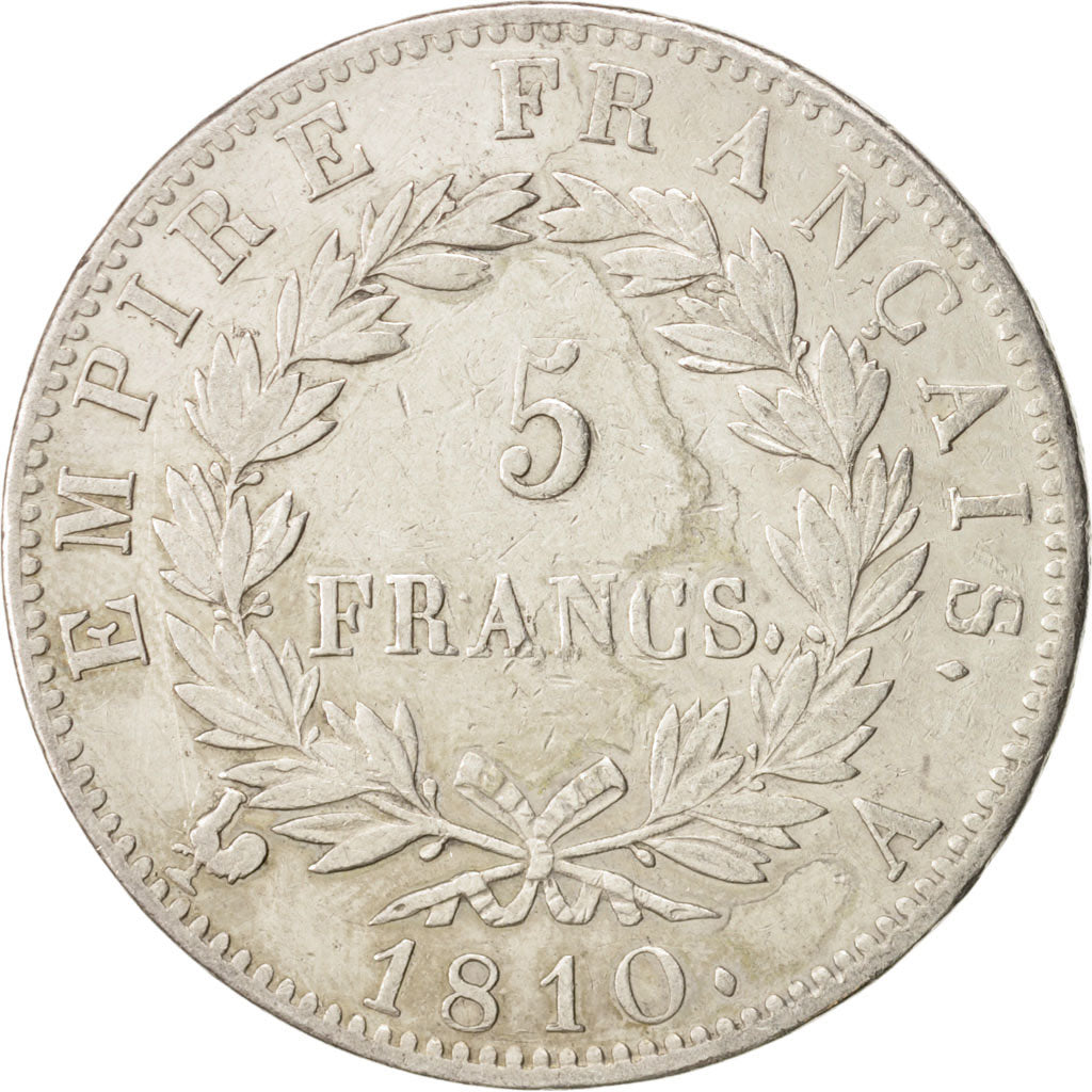 France, Napoléon I, 5 Francs, 1810, Paris, TB+, Silver, KM:694.1, Gadoury:584