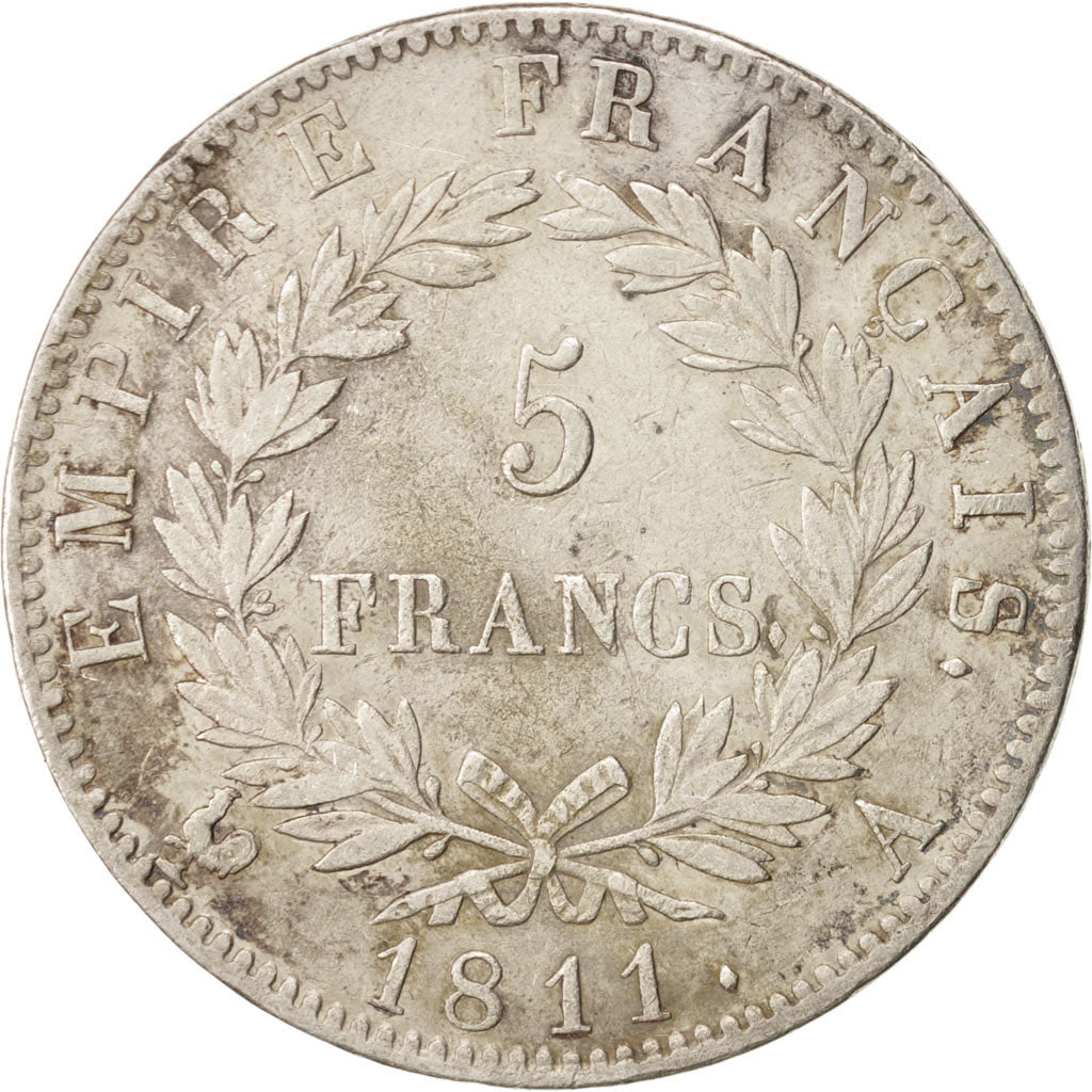 France, Napoléon I, 5 Francs, 1811, Paris, EF(40-45), Silver, KM:694.1