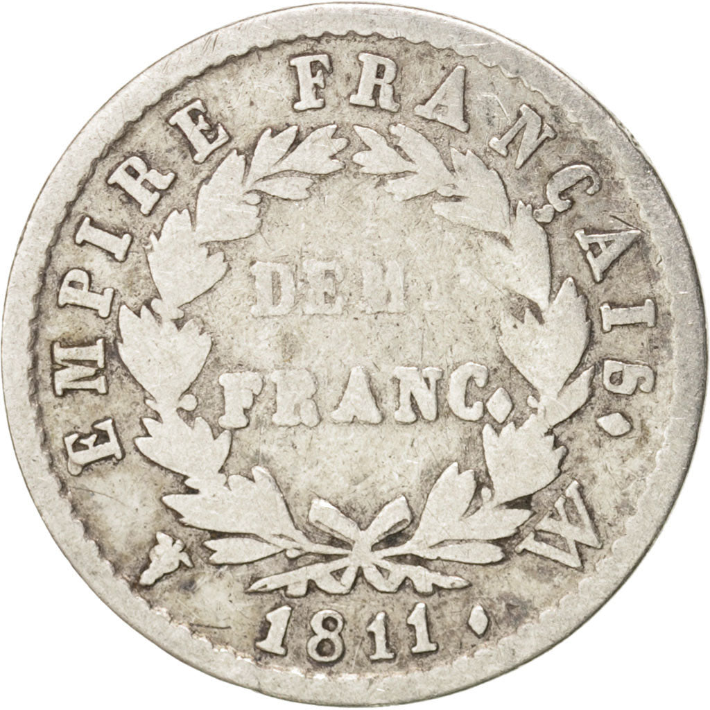 France, Napoléon I, 1/2 Franc, 1811, Lille, VF(30-35), Silver, KM:691.15