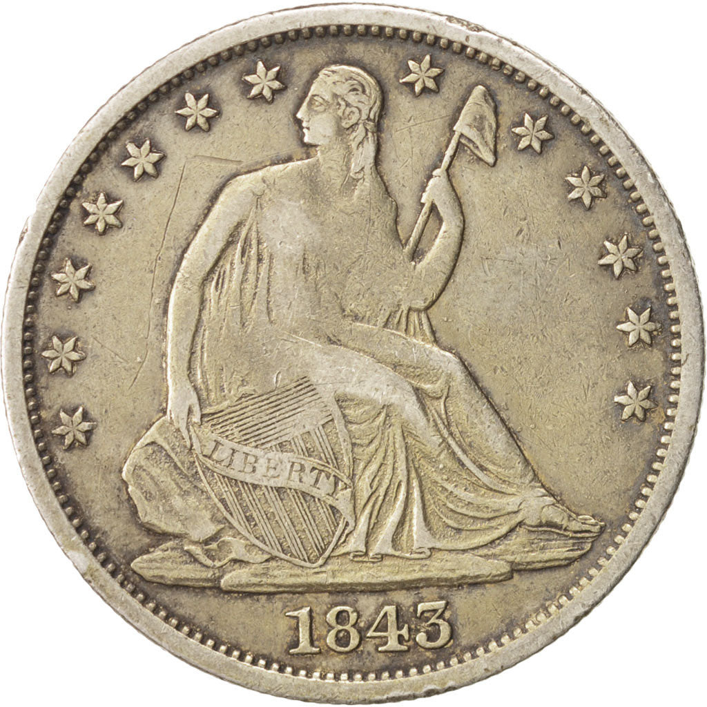 United States, Seated Liberty Half Dollar, 1843, New Orleans, VF(20-25), Silver