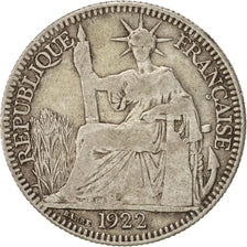 FRENCH INDO-CHINA, 10 Cents, 1922, Paris, TB, Silver, KM:16.1, Lecompte:163