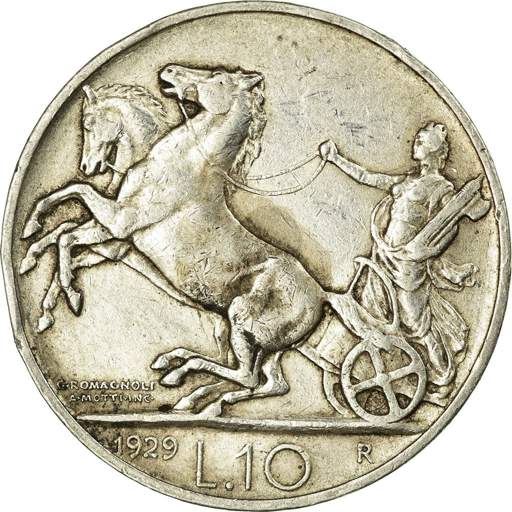 Coin, Italy, Vittorio Emanuele III, 10 Lire, 1929, Rome, EF(40-45), Silver
