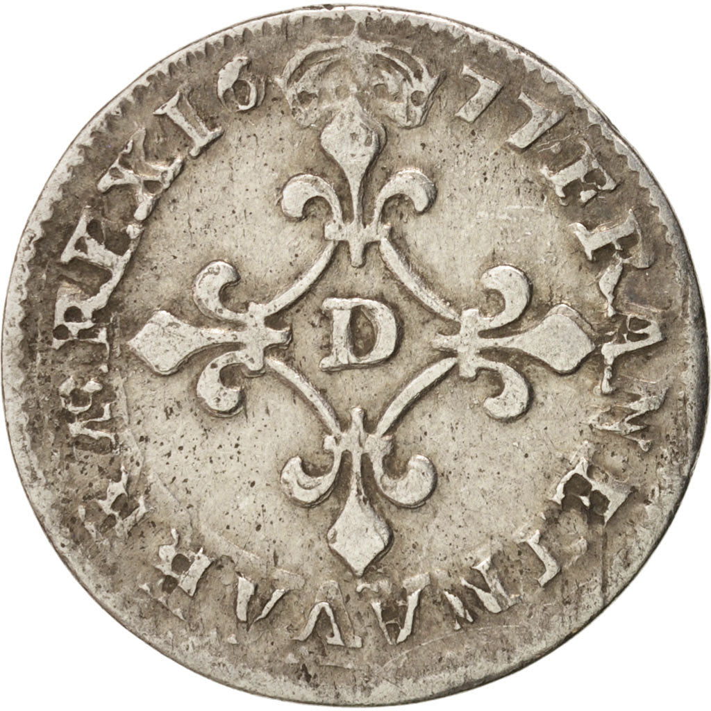 France, Louis XIV, 4 Sols dits « des Traitants », 1677, Lyon, EF(40-45)